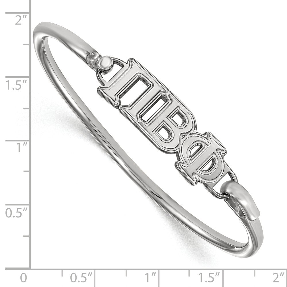 Alternate view of the Sterling Silver Pi Beta Phi Small Clasp Bangle - 6 in. by The Black Bow Jewelry Co.