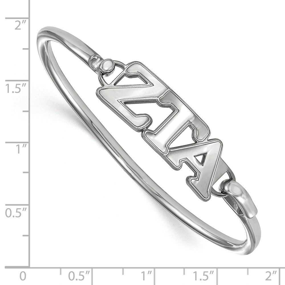 Alternate view of the Sterling Silver Zeta Tau Alpha Small Clasp Bangle - 6 in. by The Black Bow Jewelry Co.