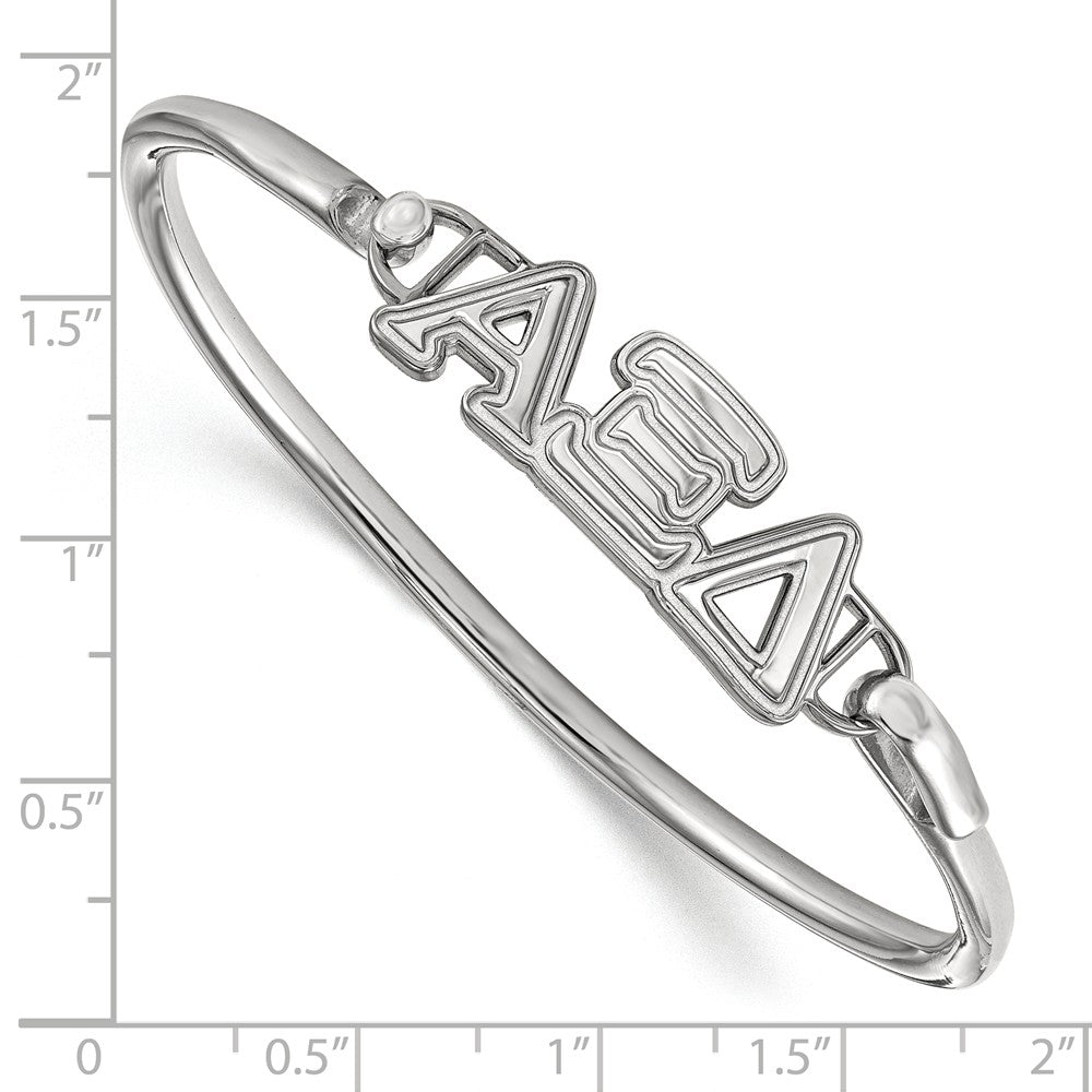 Alternate view of the Sterling Silver Alpha Xi Delta Small Clasp Bangle - 7 in. by The Black Bow Jewelry Co.