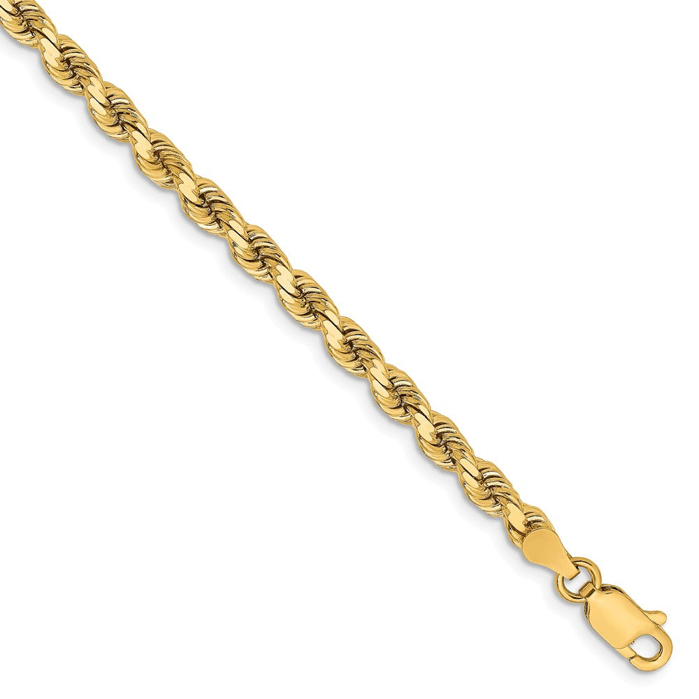 14k Yellow Gold 3.75mm Diamond Cut Solid Rope Chain Bracelet, Item B15520 by The Black Bow Jewelry Co.