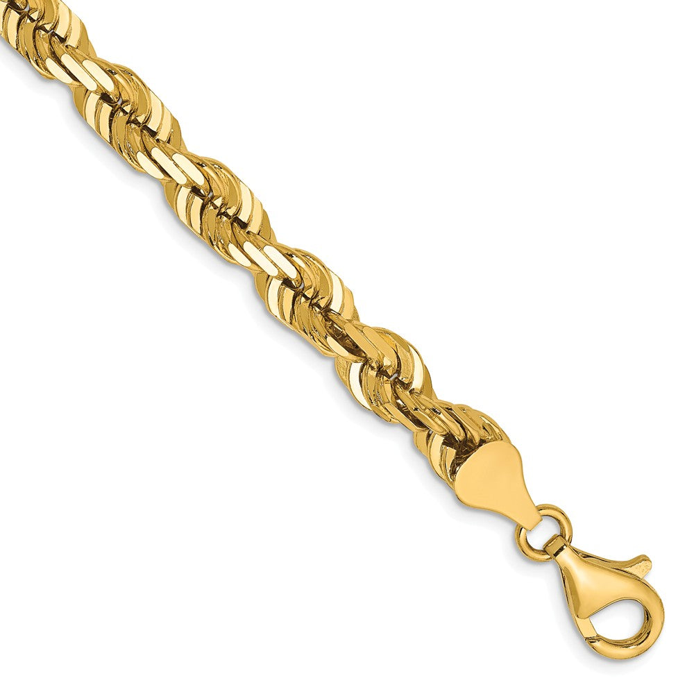 Men&#39;s 14k Yellow Gold 6.5mm D/C Solid Rope Chain Bracelet