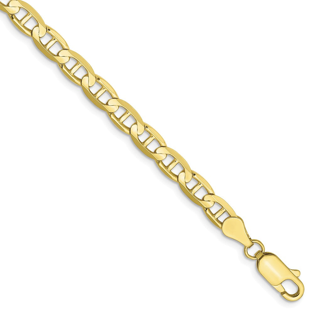 10k Yellow Gold 4.5mm Solid Concave Anchor Chain Bracelet