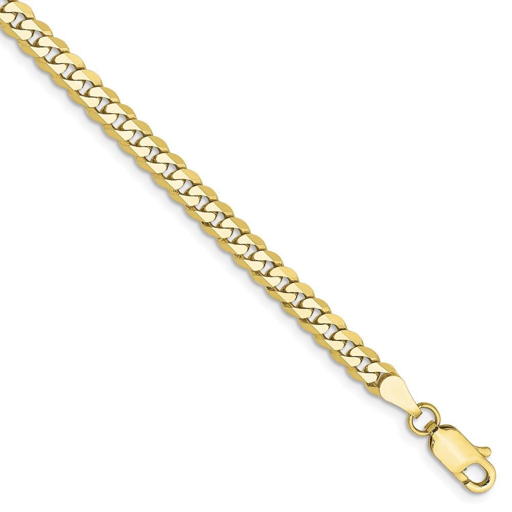 3.2mm 10k Yellow Gold Flat Beveled Curb Chain Bracelet, Item B15526 by The Black Bow Jewelry Co.