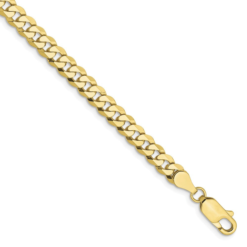 4.75mm 10k Yellow Gold Flat Beveled Curb Chain Bracelet, Item B15527 by The Black Bow Jewelry Co.