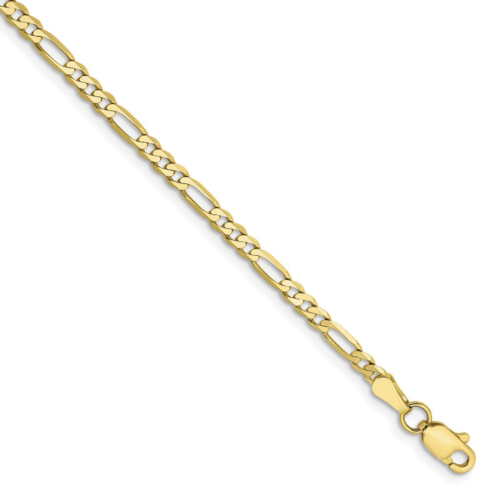 2.75mm 10k Yellow Gold Flat Figaro Chain Bracelet, Item B15534 by The Black Bow Jewelry Co.