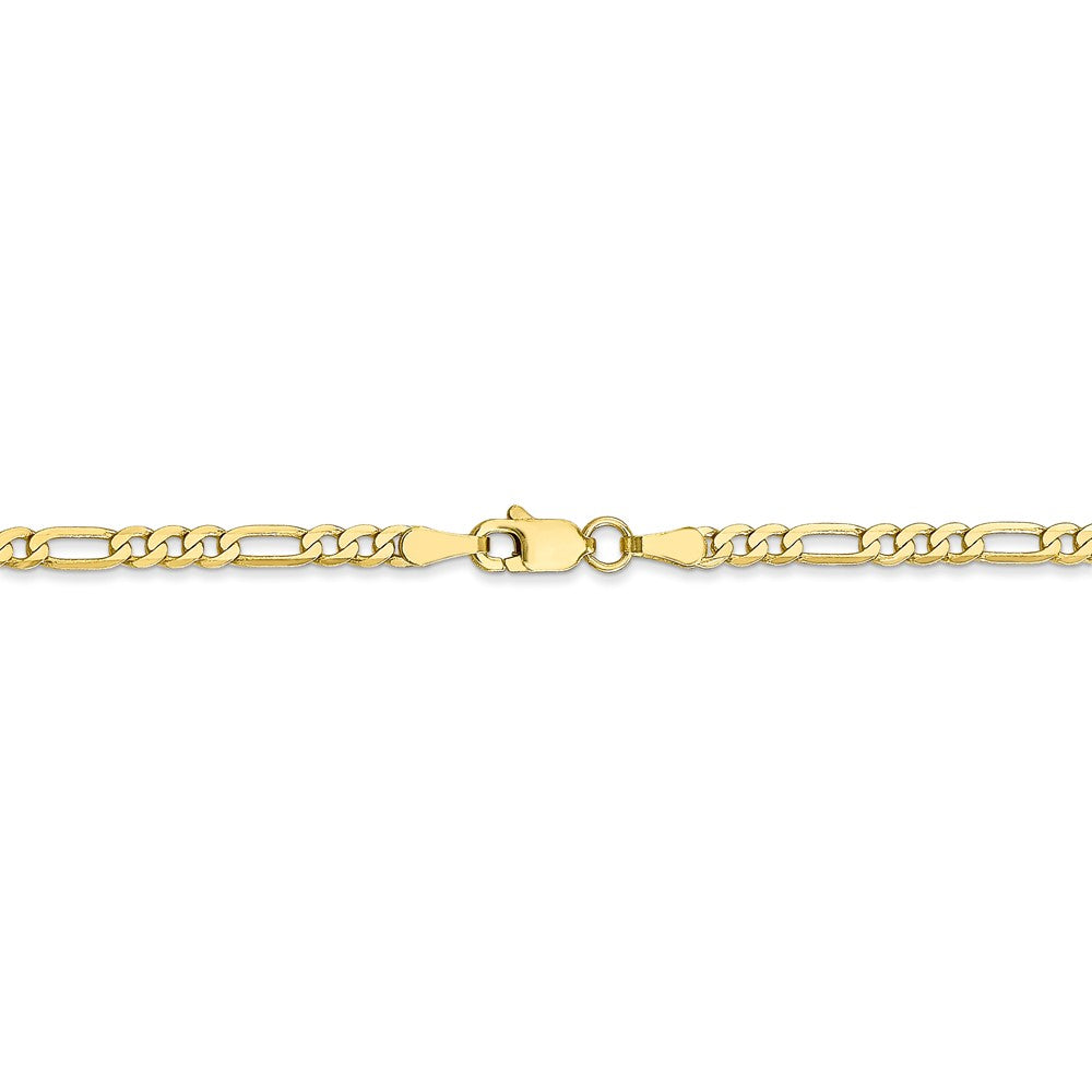 Alternate view of the 2.75mm 10k Yellow Gold Flat Figaro Chain Bracelet by The Black Bow Jewelry Co.