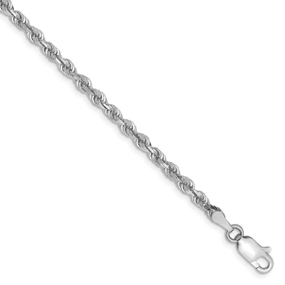 3mm 10k White Gold D/C Quadruple Rope Chain Bracelet, Item B15552 by The Black Bow Jewelry Co.