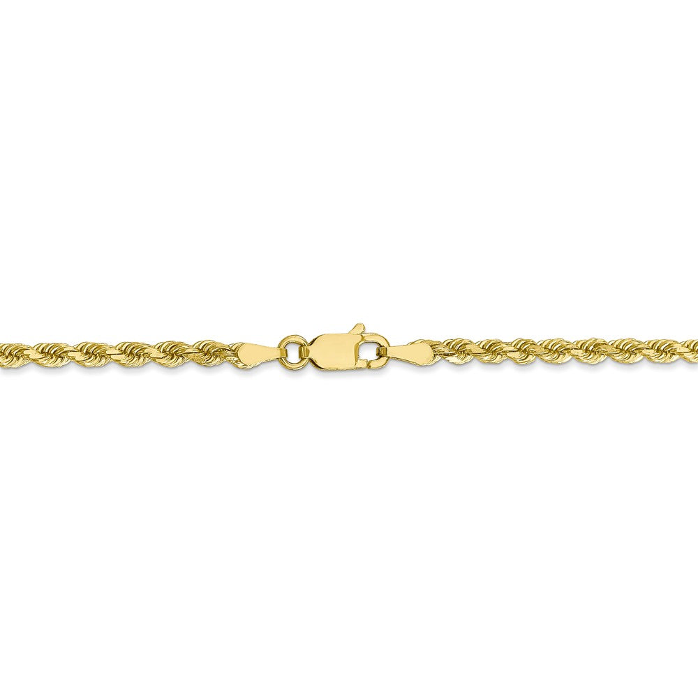 Alternate view of the 2.75mm 10k Yellow Gold Solid Diamond Cut Rope Chain Bracelet by The Black Bow Jewelry Co.