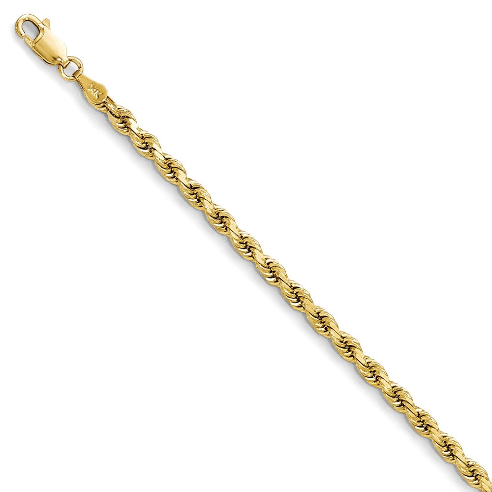 3.5mm 14k Yellow Gold Solid Diamond Cut Rope Chain Bracelet, 8 inch, Item B15573 by The Black Bow Jewelry Co.