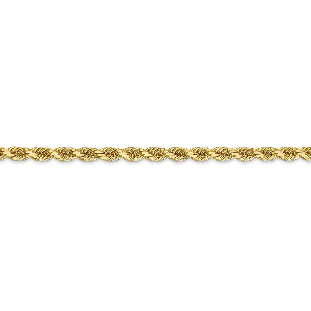 Alternate view of the 3.5mm 14k Yellow Gold Solid Diamond Cut Rope Chain Bracelet, 8 inch by The Black Bow Jewelry Co.