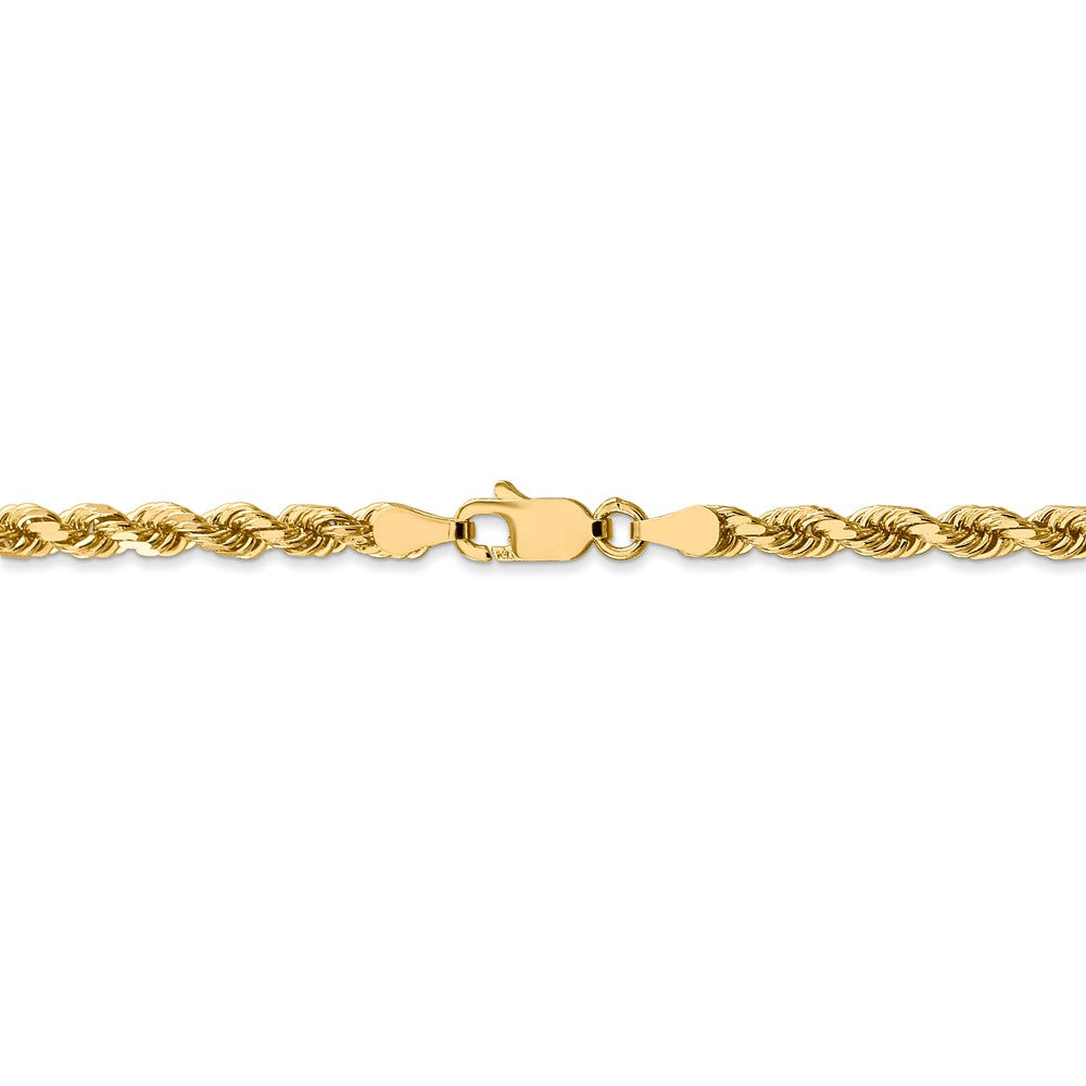 Alternate view of the 3.5mm 14k Yellow Gold Solid Diamond Cut Rope Chain Bracelet, 8 inch by The Black Bow Jewelry Co.