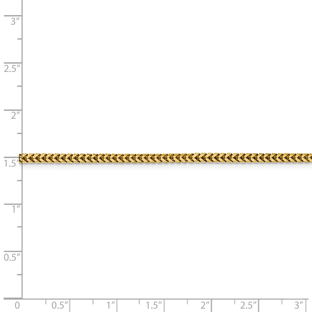 Alternate view of the 3.7mm 14k Yellow Gold Solid Franco Chain Bracelet by The Black Bow Jewelry Co.