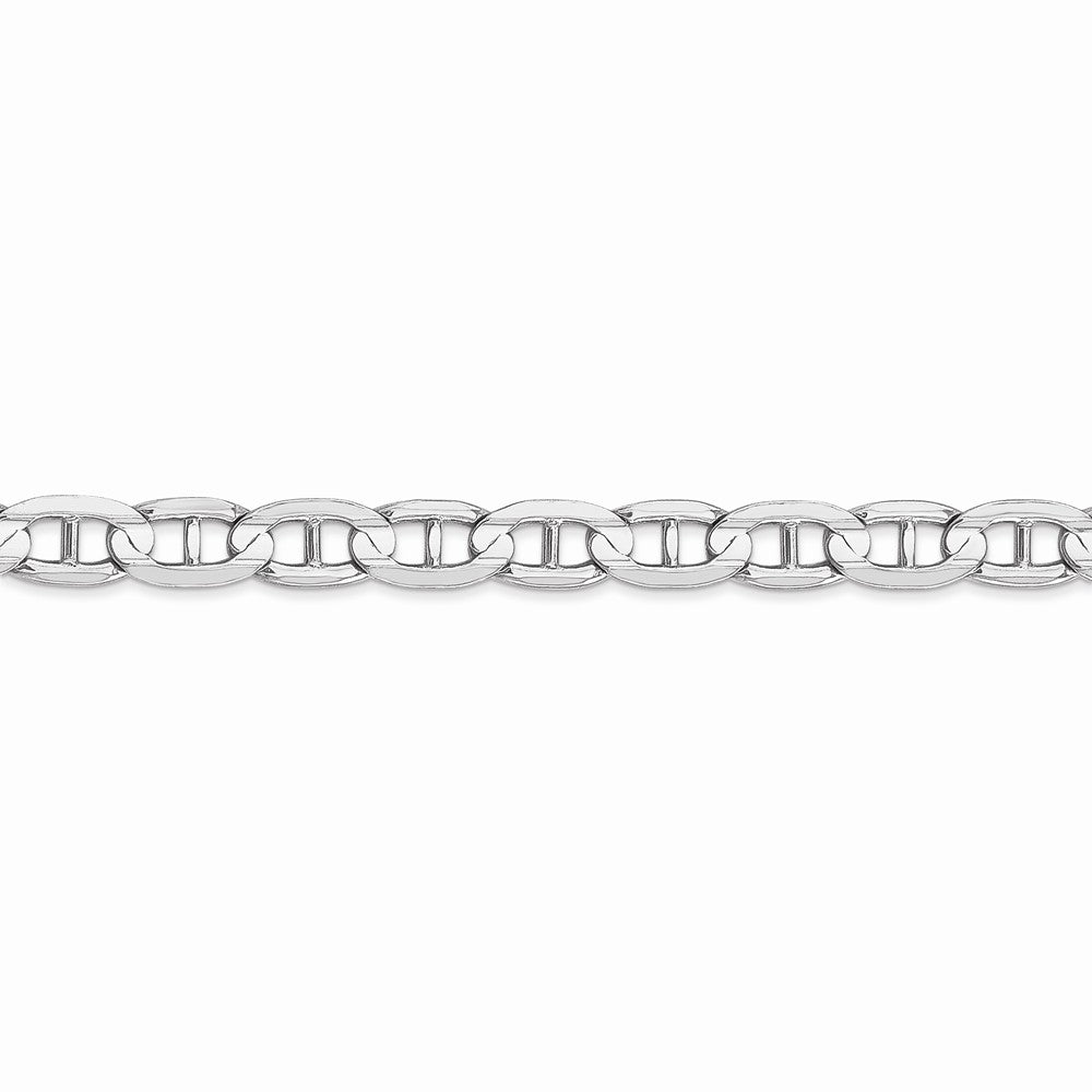 Alternate view of the 5.25mm 14k White Gold Solid Concave Anchor Chain Bracelet by The Black Bow Jewelry Co.