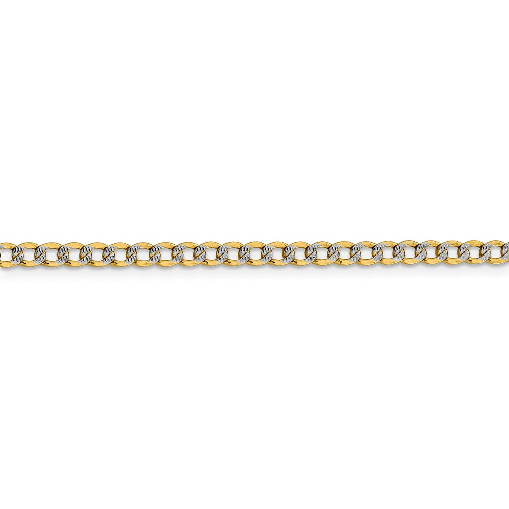 Alternate view of the 3.4mm 14k Yellow Gold &amp; Rhodium Hollow Pave Curb Chain Bracelet by The Black Bow Jewelry Co.