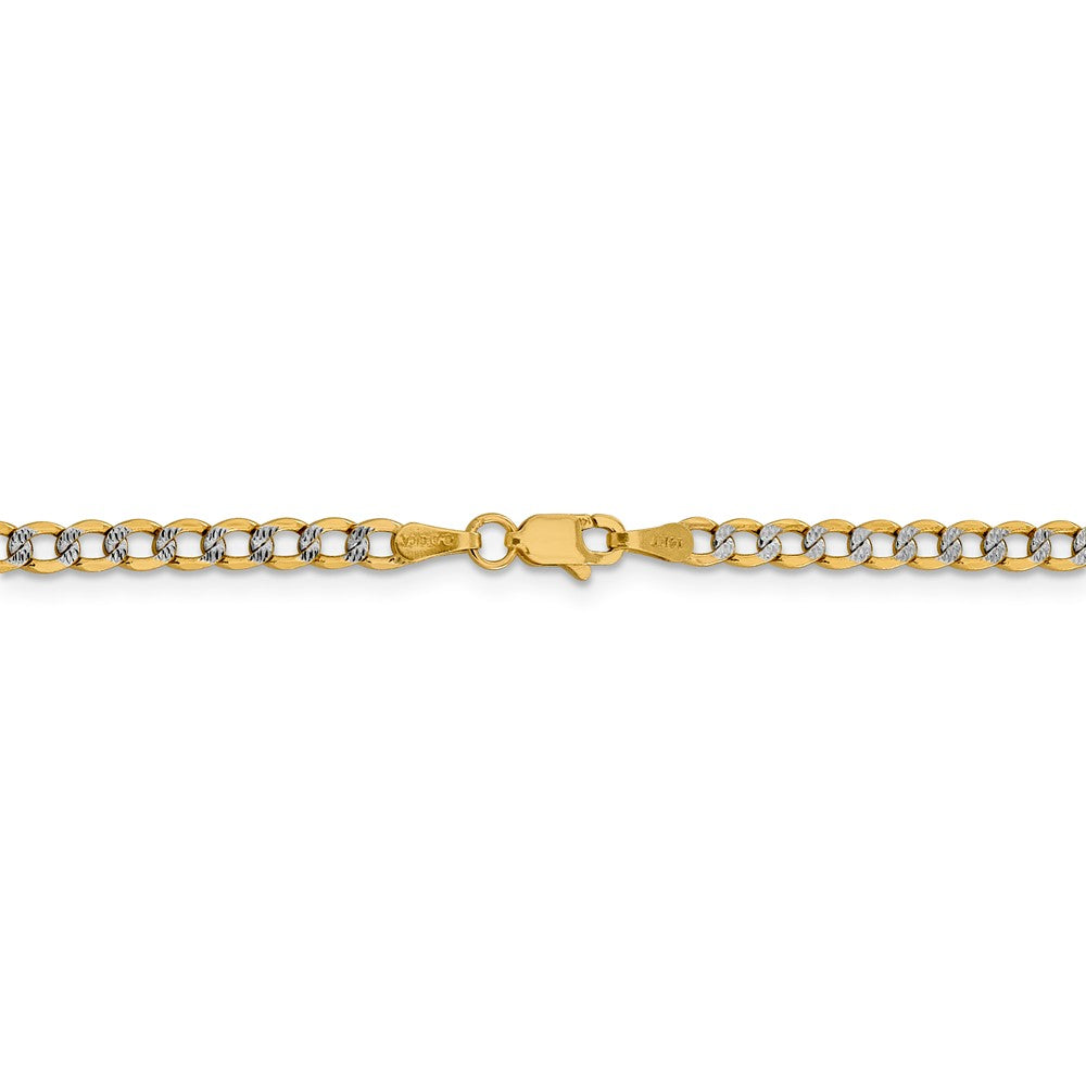 Alternate view of the 3.4mm 14k Yellow Gold &amp; Rhodium Hollow Pave Curb Chain Bracelet by The Black Bow Jewelry Co.