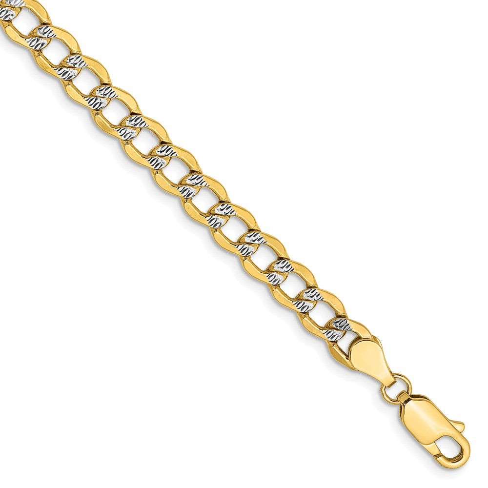 5.25mm 14k Yellow Gold &amp; Rhodium Hollow Pave Curb Chain Bracelet, Item B15606 by The Black Bow Jewelry Co.