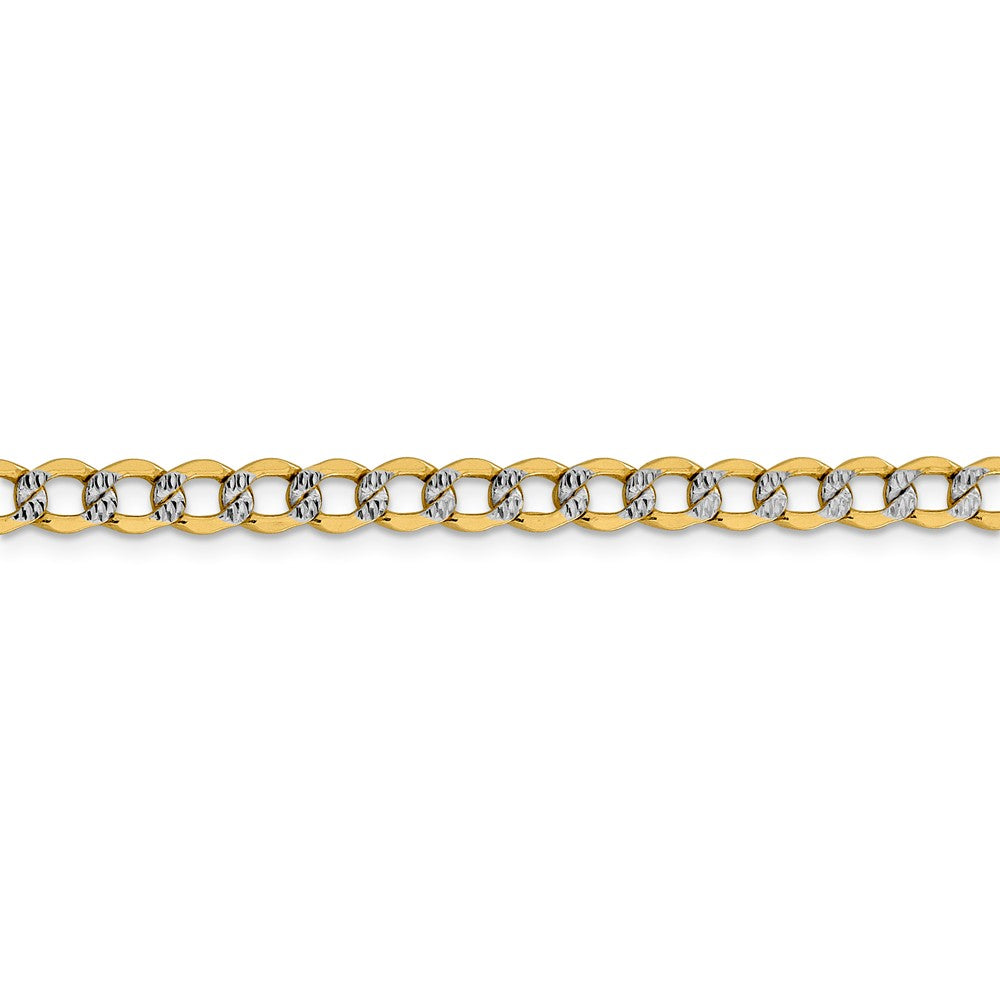 Alternate view of the 5.25mm 14k Yellow Gold &amp; Rhodium Hollow Pave Curb Chain Bracelet by The Black Bow Jewelry Co.