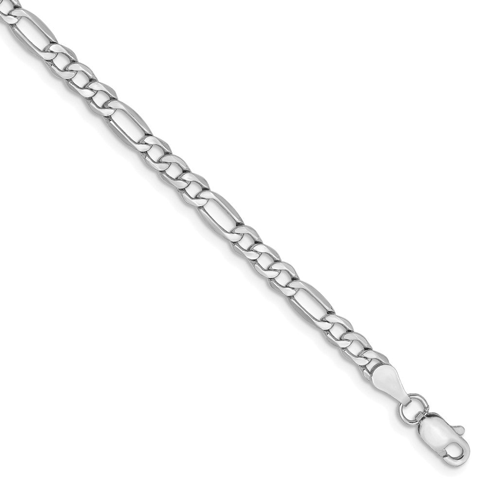 3.5mm 14k White Gold Hollow Figaro Chain Bracelet, Item B15609 by The Black Bow Jewelry Co.
