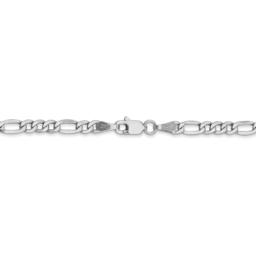 Alternate view of the 3.5mm 14k White Gold Hollow Figaro Chain Bracelet by The Black Bow Jewelry Co.