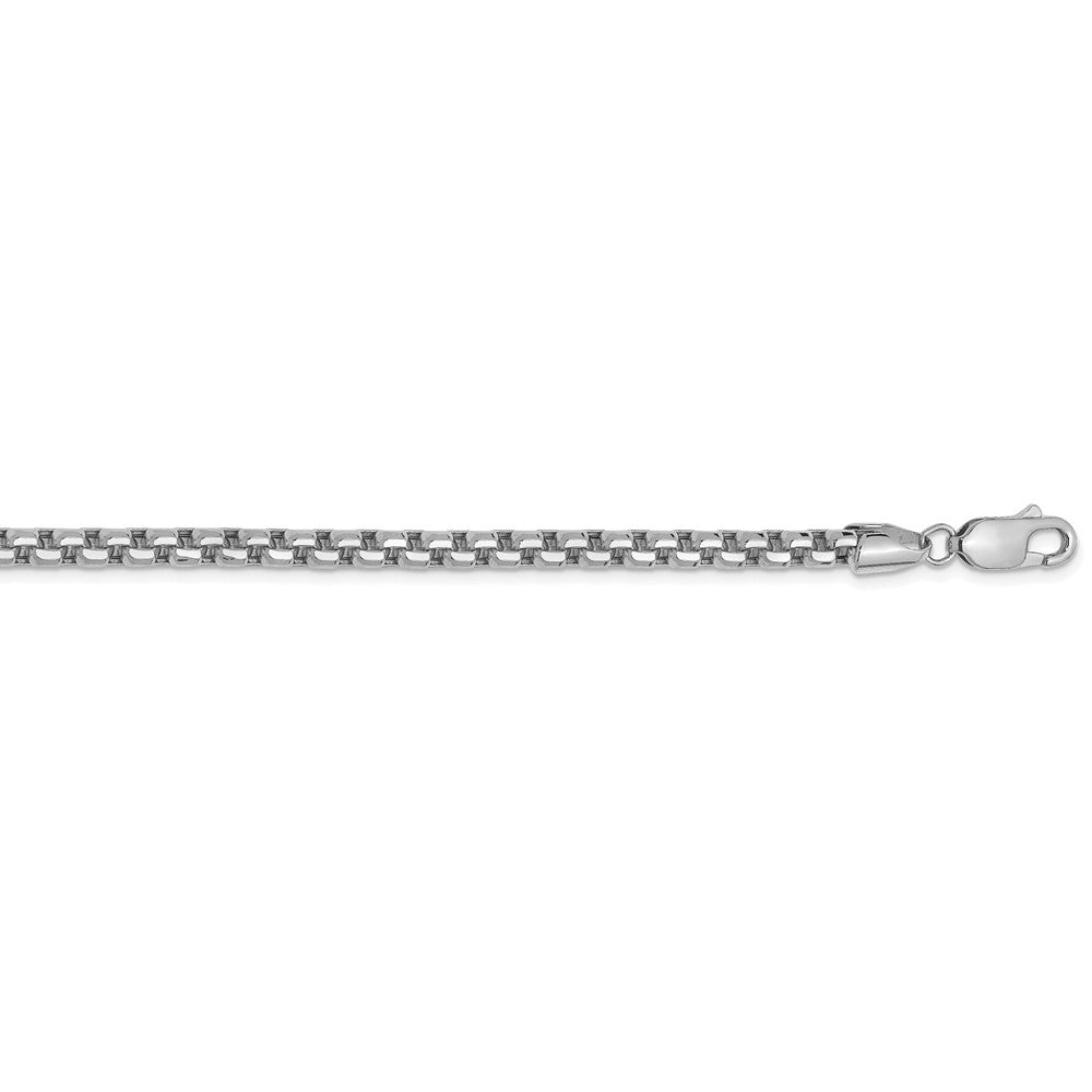 Alternate view of the 3.5mm 14k White Gold Hollow Round Box Chain Bracelet by The Black Bow Jewelry Co.