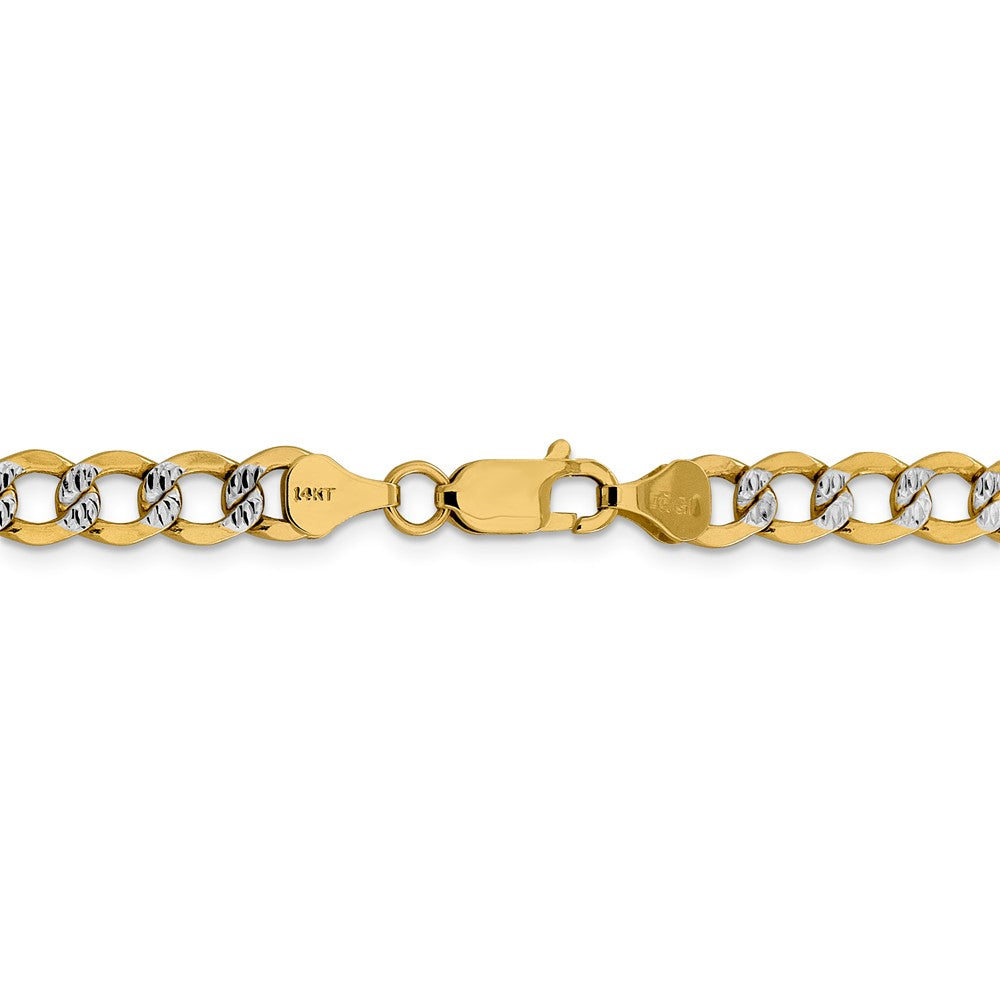 Alternate view of the 6.75mm 14k Yellow Gold &amp; Rhodium Hollow Pave Curb Chain Bracelet, 8 In by The Black Bow Jewelry Co.