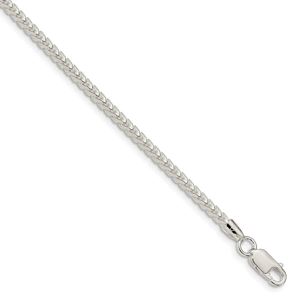 3.4mm Sterling Silver Solid D/C Square Franco Chain Bracelet, Item B15643 by The Black Bow Jewelry Co.