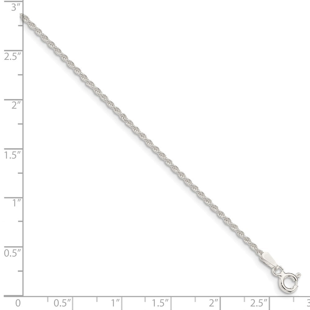 Alternate view of the 1.5mm Sterling Silver Classic Solid Rope Chain Bracelet by The Black Bow Jewelry Co.