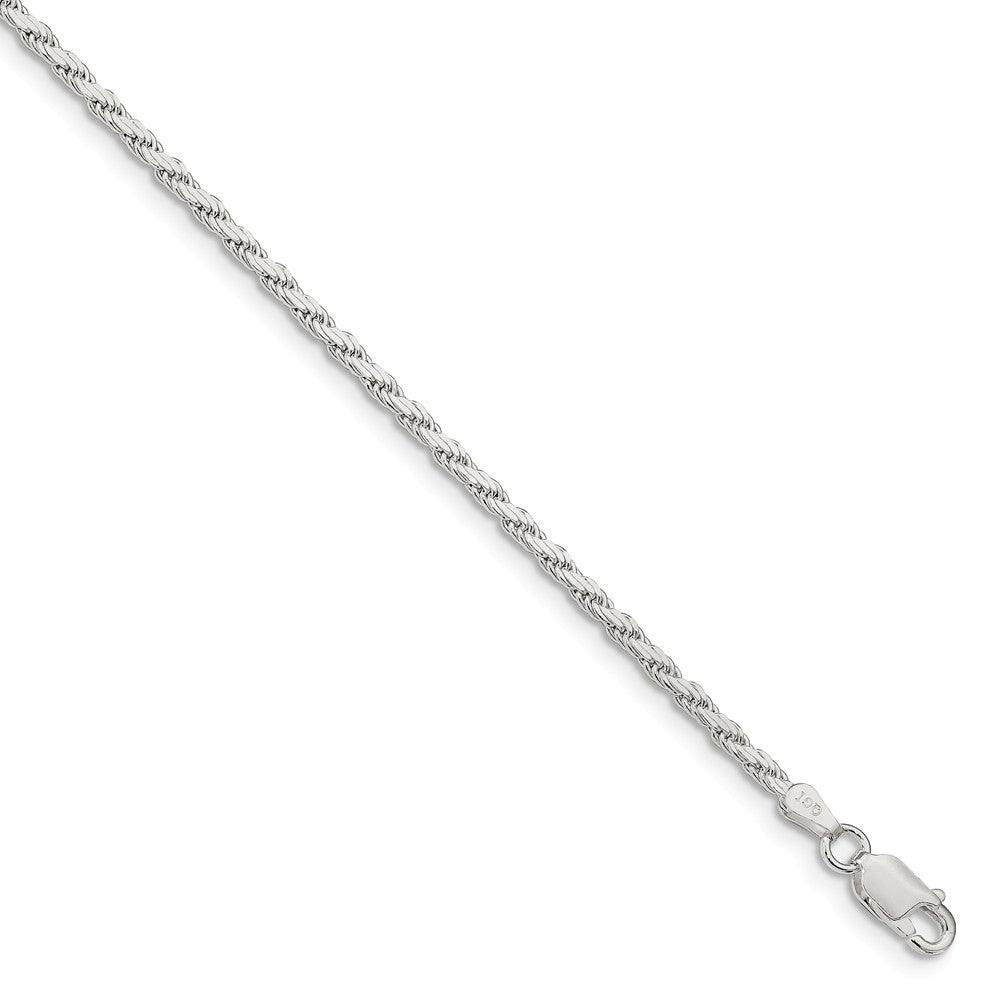 2.5mm Sterling Silver Solid Flat Rope Chain Bracelet, Item B15654 by The Black Bow Jewelry Co.