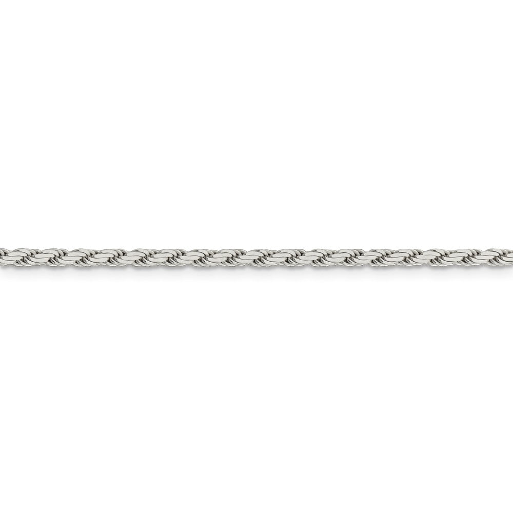 Alternate view of the 2.5mm Sterling Silver Solid Flat Rope Chain Bracelet by The Black Bow Jewelry Co.