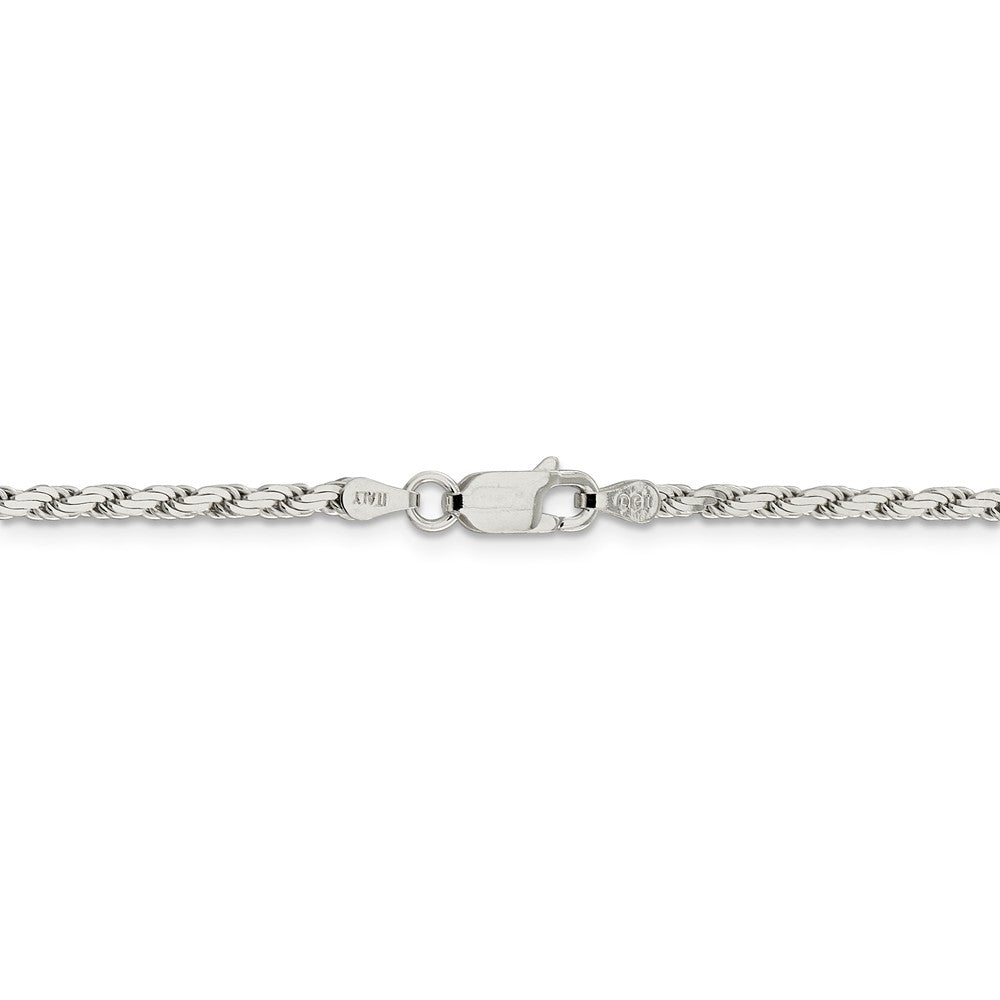 Alternate view of the 2.5mm Sterling Silver Solid Flat Rope Chain Bracelet by The Black Bow Jewelry Co.