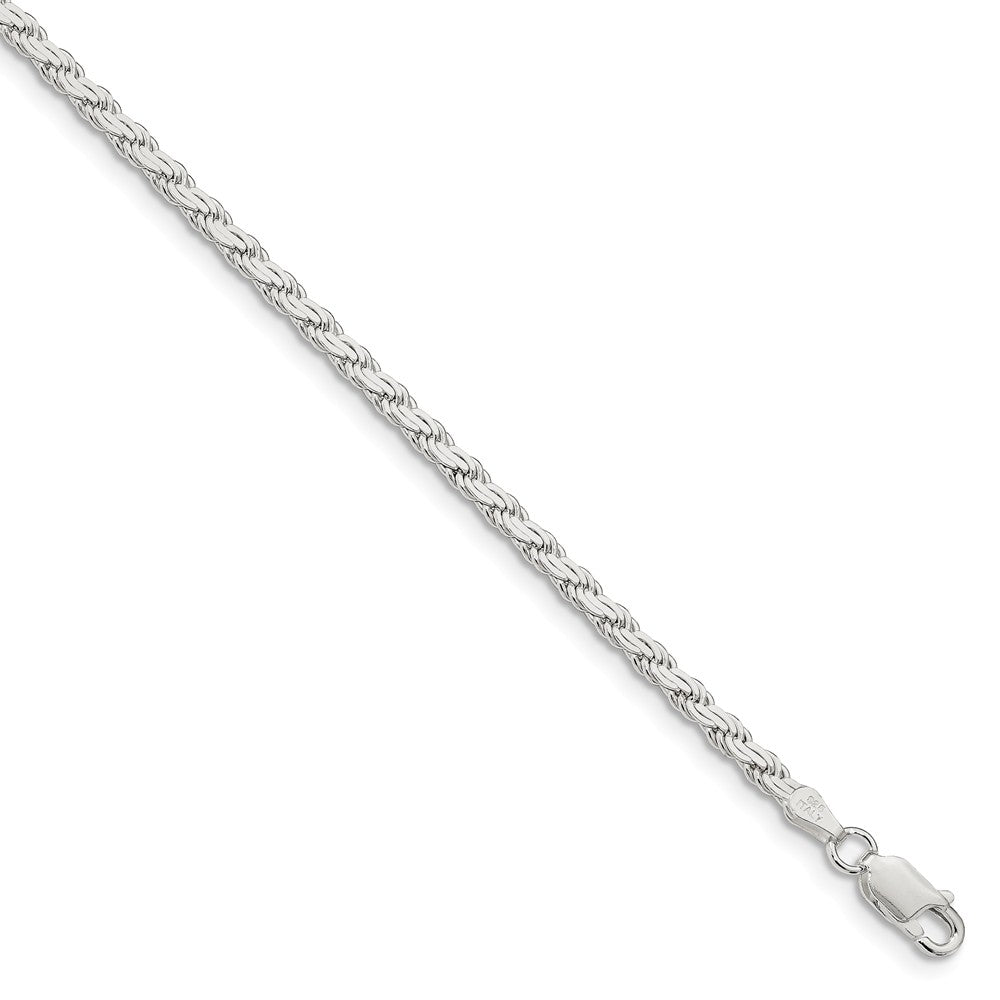 3mm Sterling Silver Solid Flat Rope Chain Bracelet, Item B15655 by The Black Bow Jewelry Co.