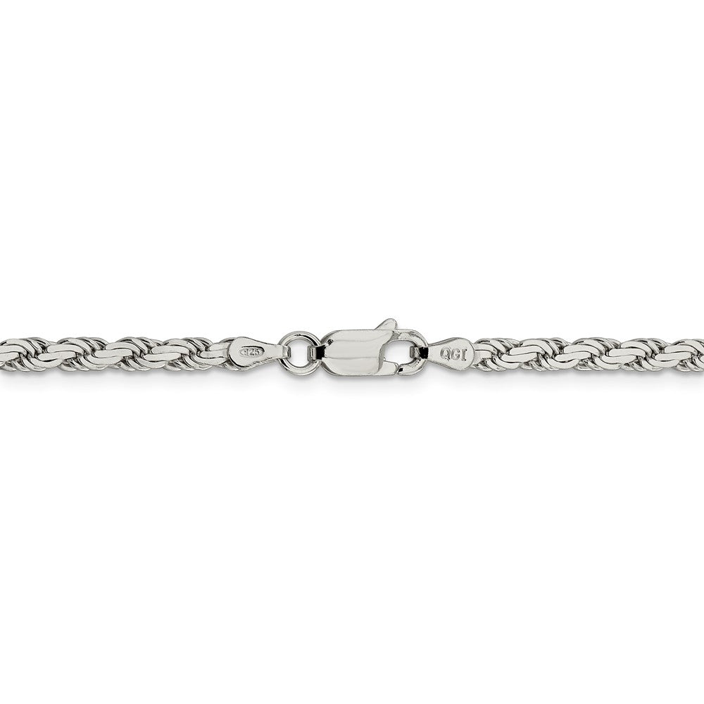 Alternate view of the 3mm Sterling Silver Solid Flat Rope Chain Bracelet by The Black Bow Jewelry Co.