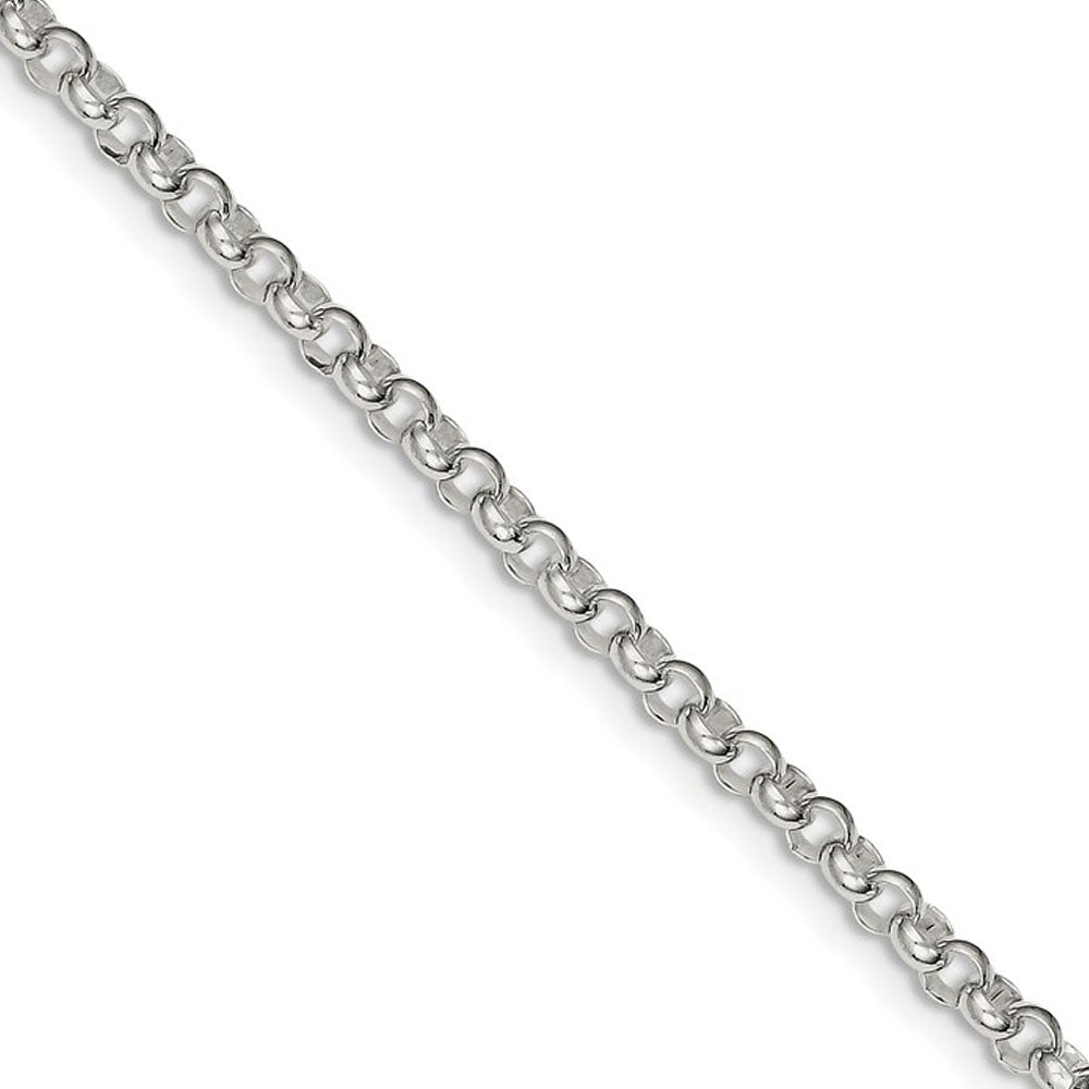 4mm, Sterling Silver Solid Rolo Chain Bracelet, Item B15656 by The Black Bow Jewelry Co.