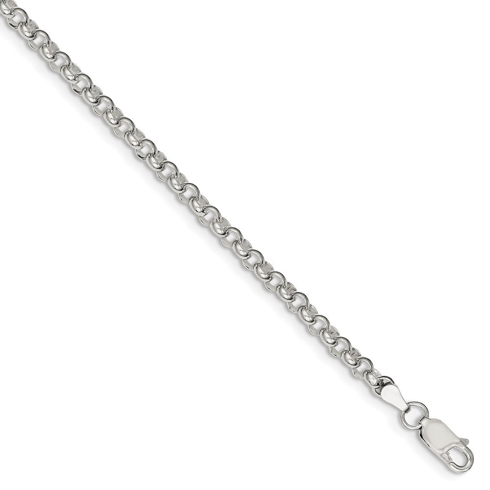 Alternate view of the 4mm, Sterling Silver Solid Rolo Chain Bracelet by The Black Bow Jewelry Co.