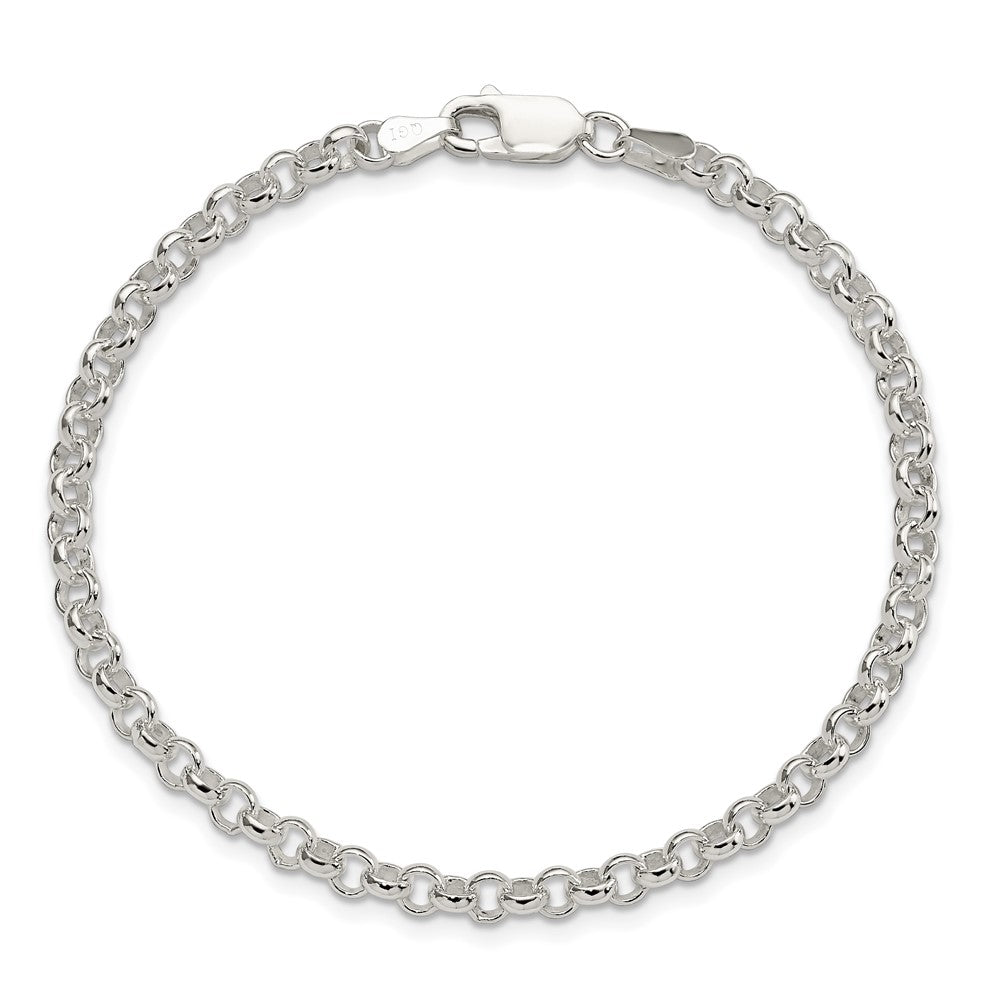 Alternate view of the 4mm, Sterling Silver Solid Rolo Chain Bracelet by The Black Bow Jewelry Co.