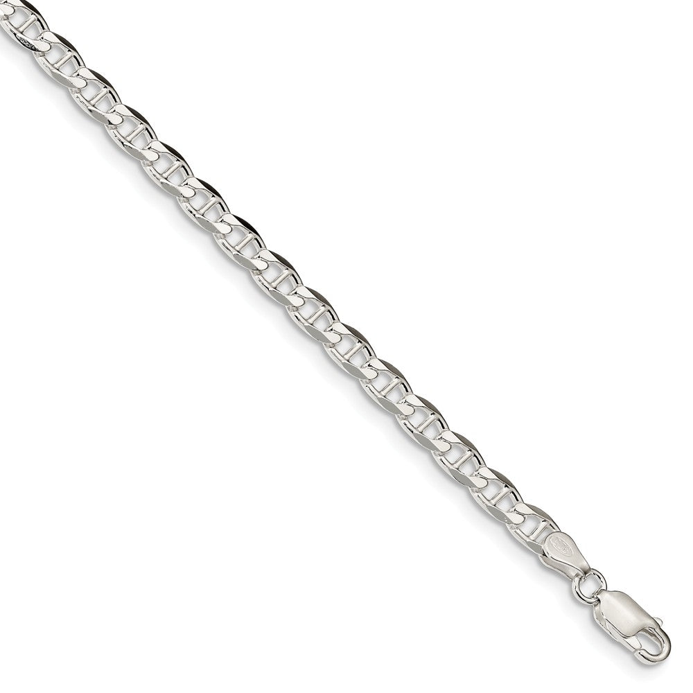 4.6mm Sterling Silver Solid Flat Cuban Anchor Chain Bracelet, Item B15661 by The Black Bow Jewelry Co.