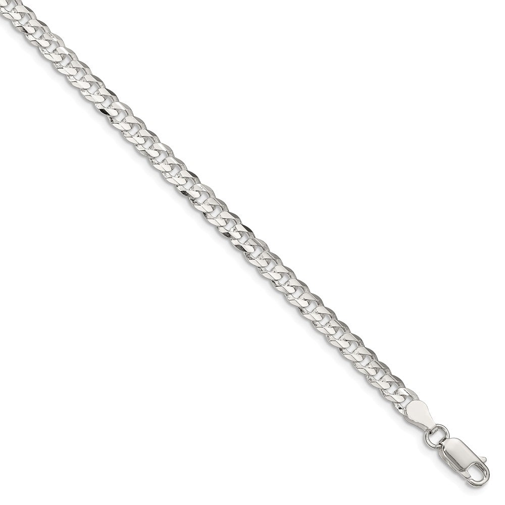 4.5mm Sterling Silver Solid Concave Beveled Curb Chain Bracelet, Item B15670 by The Black Bow Jewelry Co.