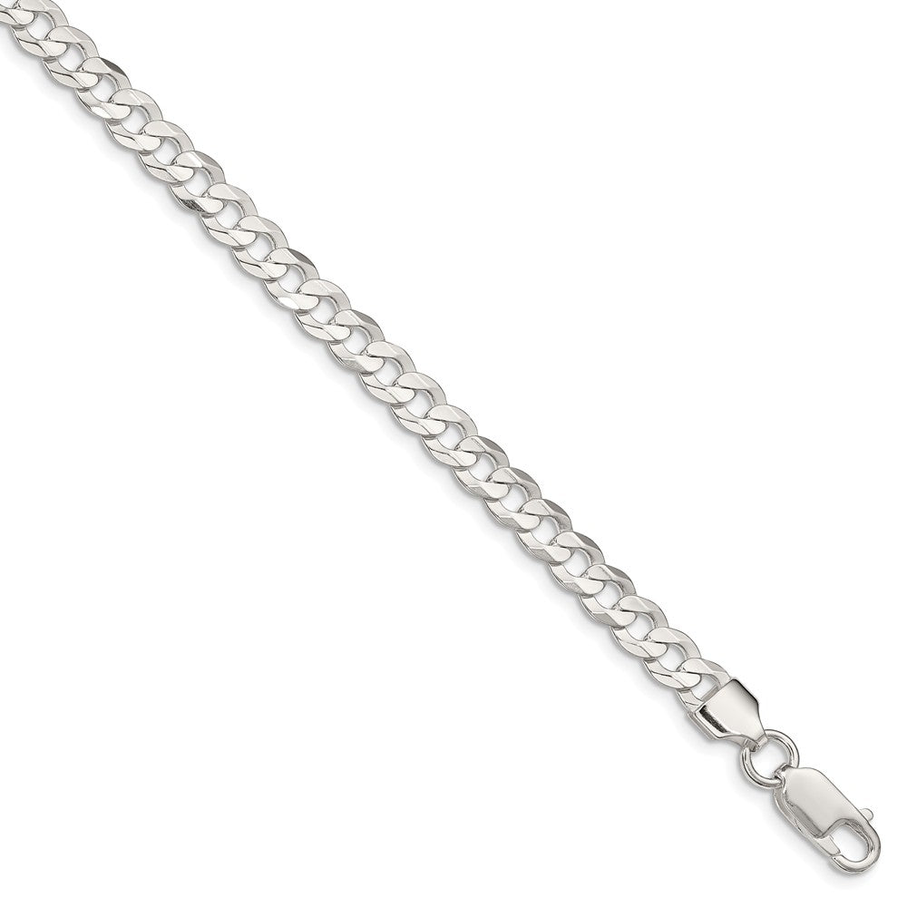 5.6mm Sterling Silver Solid Concave Beveled Curb Chain Bracelet, Item B15671 by The Black Bow Jewelry Co.