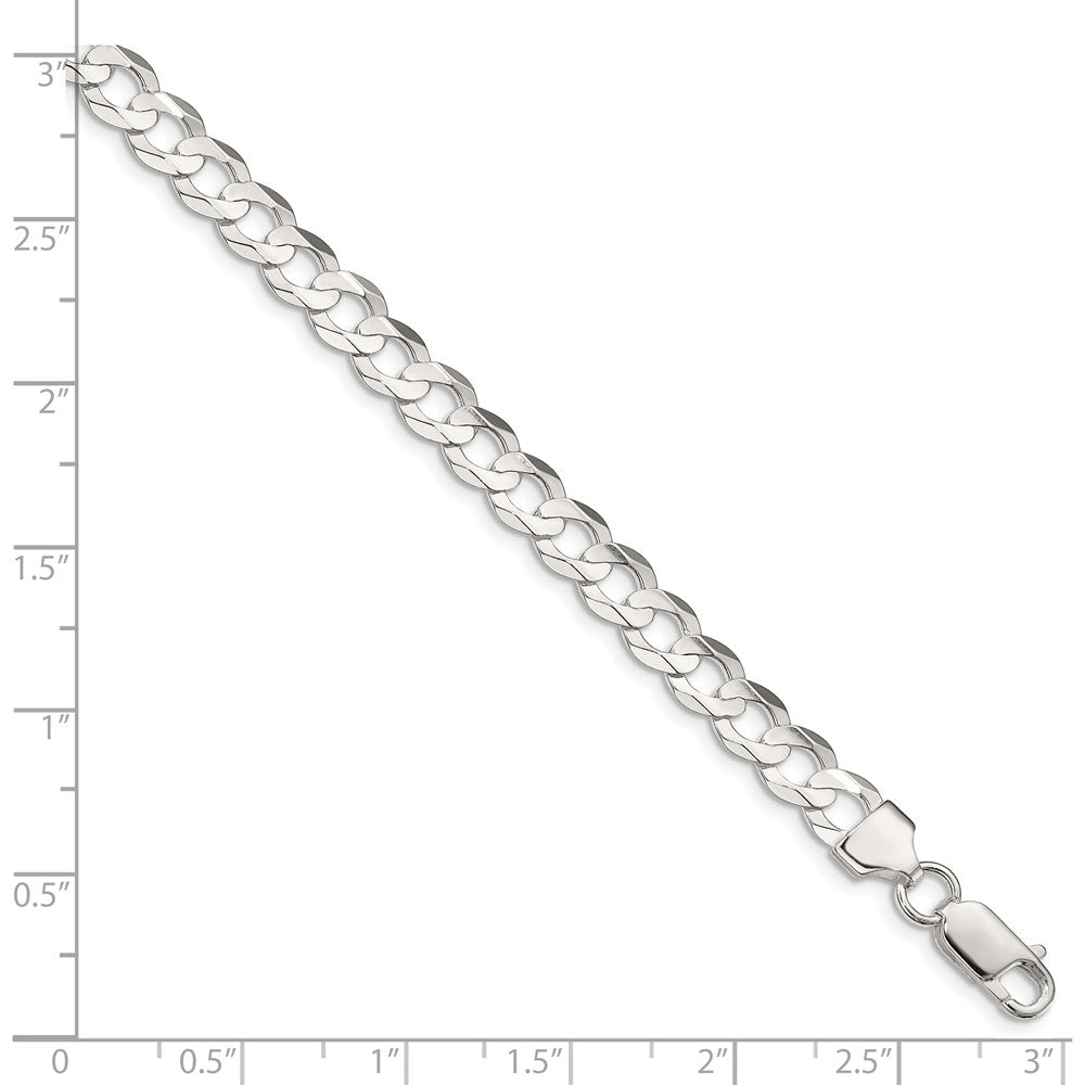 Alternate view of the 6.75mm Sterling Silver Solid Concave Beveled Curb Chain Bracelet by The Black Bow Jewelry Co.