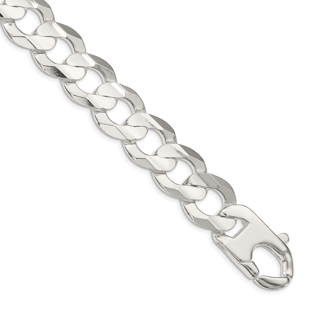 Men&#39;s 15.8mm Sterling Silver Solid Concave Beveled Curb Chain Bracelet, Item B15677 by The Black Bow Jewelry Co.
