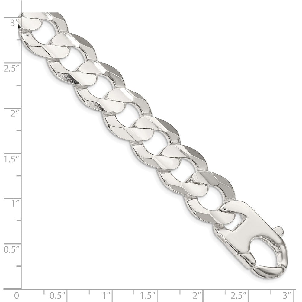 Alternate view of the Men&#39;s 15.8mm Sterling Silver Solid Concave Beveled Curb Chain Bracelet by The Black Bow Jewelry Co.