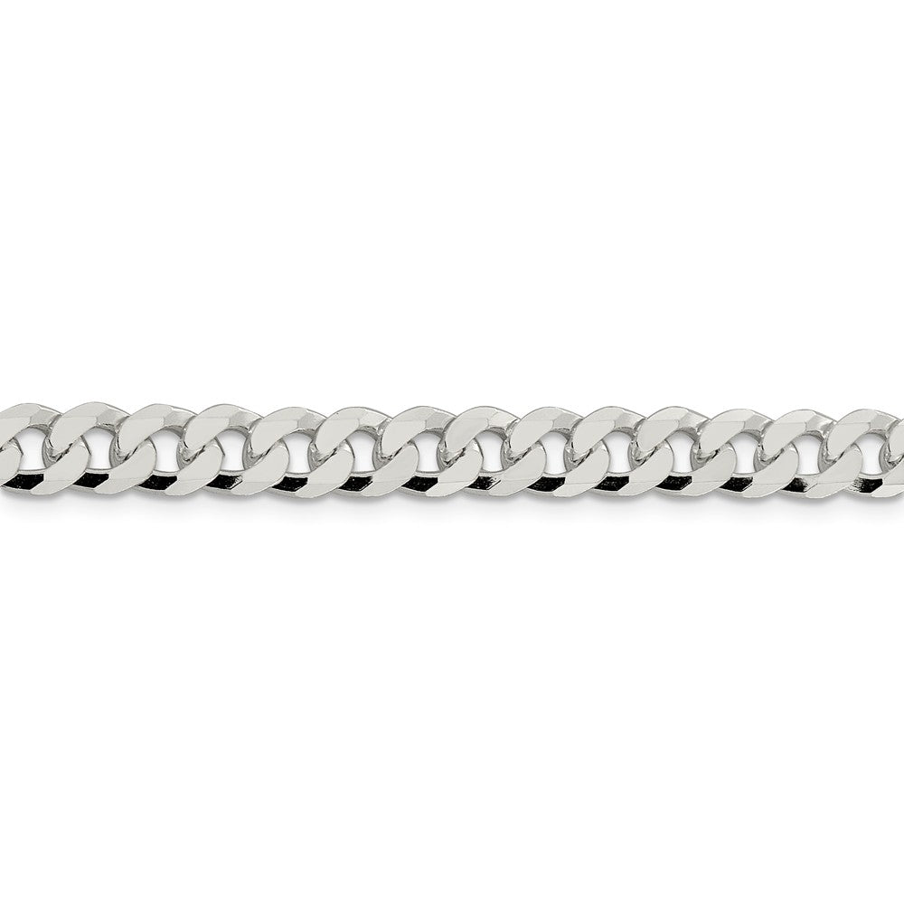 Alternate view of the Men&#39;s 7mm Sterling Silver Solid Beveled Curb Chain Bracelet by The Black Bow Jewelry Co.