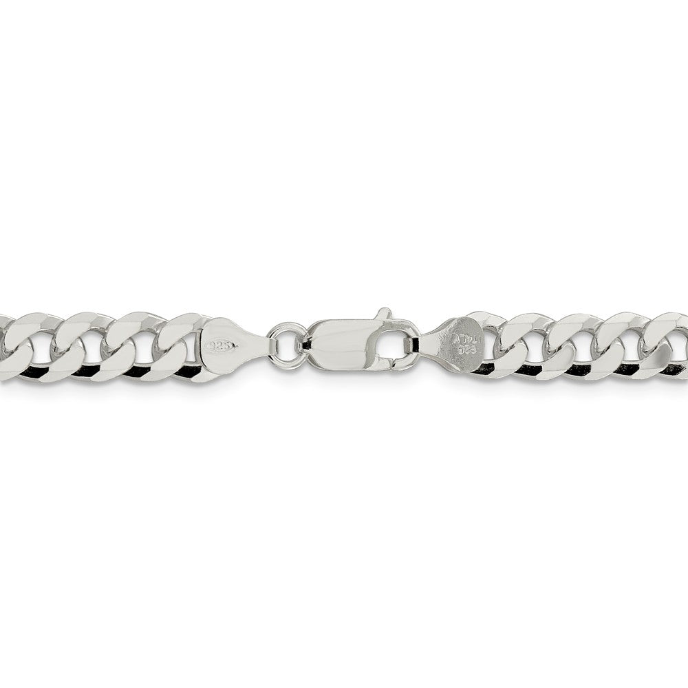 Alternate view of the Men&#39;s 7mm Sterling Silver Solid Beveled Curb Chain Bracelet by The Black Bow Jewelry Co.