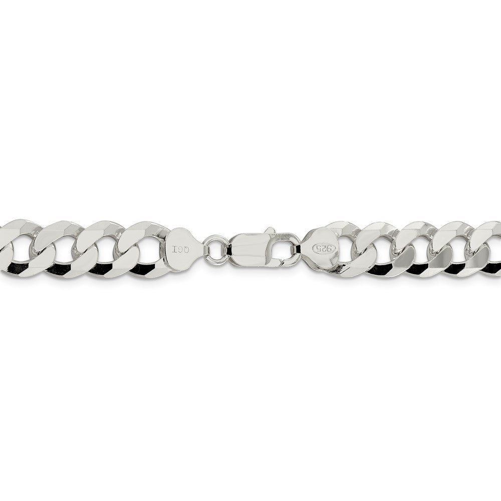 Men's 10.5mm Sterling Silver Solid Beveled Curb Chain Bracelet