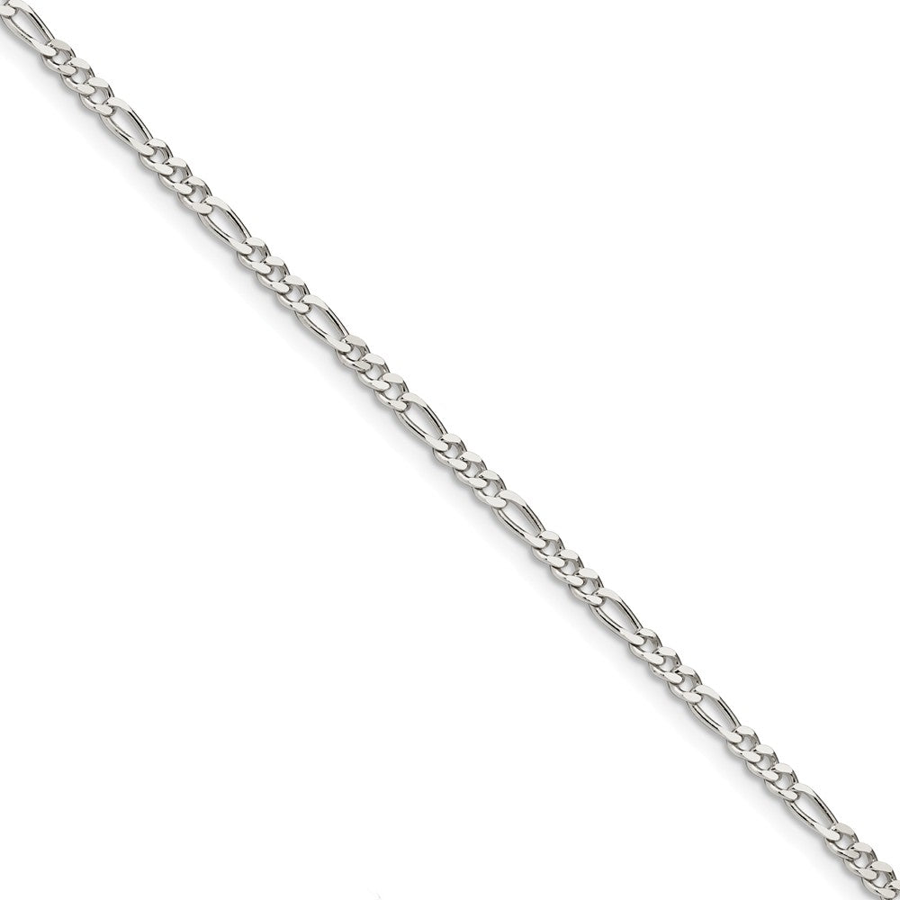 3mm Sterling Silver Solid Pave Flat Figaro Chain Bracelet, Item B15691 by The Black Bow Jewelry Co.