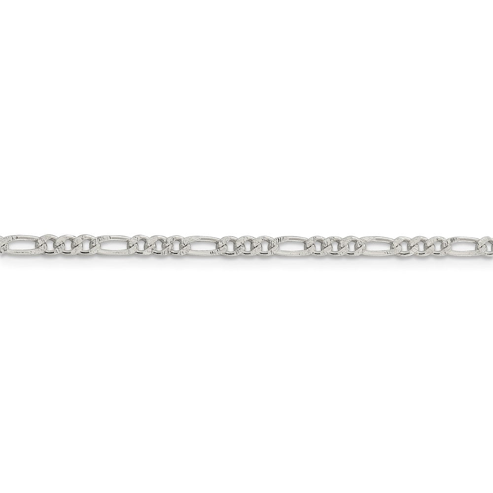 Alternate view of the 3mm Sterling Silver Solid Pave Flat Figaro Chain Bracelet by The Black Bow Jewelry Co.