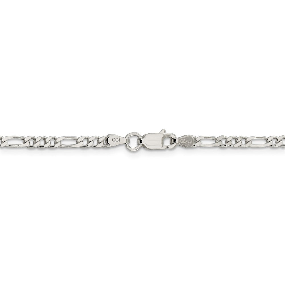 Alternate view of the 3mm Sterling Silver Solid Pave Flat Figaro Chain Bracelet by The Black Bow Jewelry Co.