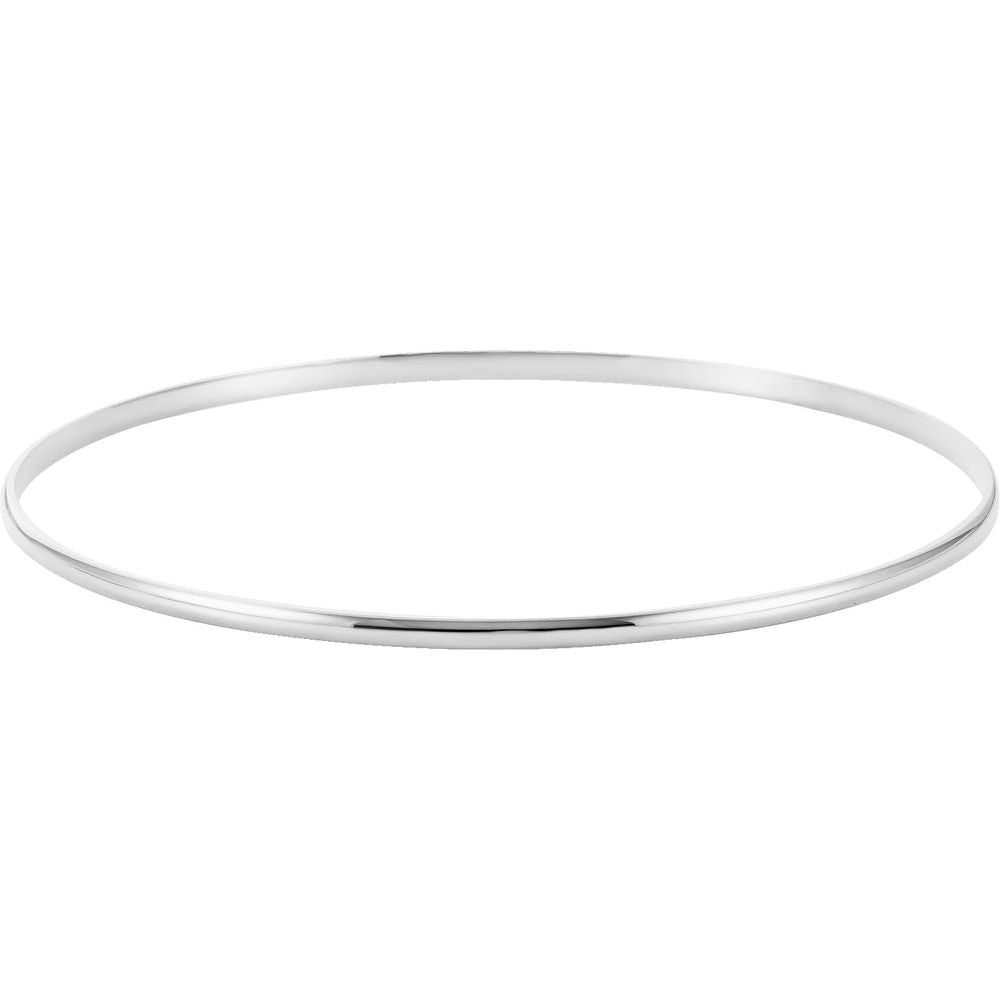 Alternate view of the 2mm 14k White Gold Solid Half Round Bangle Bracelet, 7.5 Inch by The Black Bow Jewelry Co.