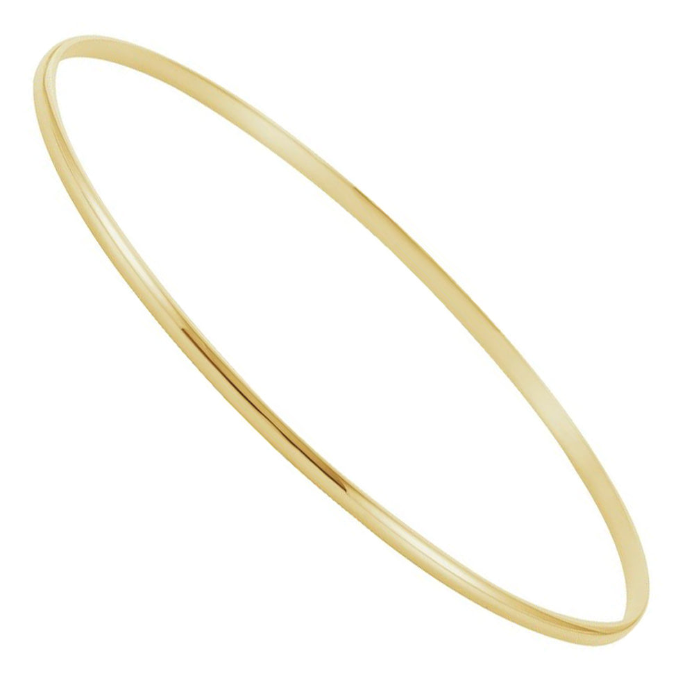 Alternate view of the 2mm 14k Yellow or White Gold Solid Half Round Bangle Bracelet, 7.5 In by The Black Bow Jewelry Co.