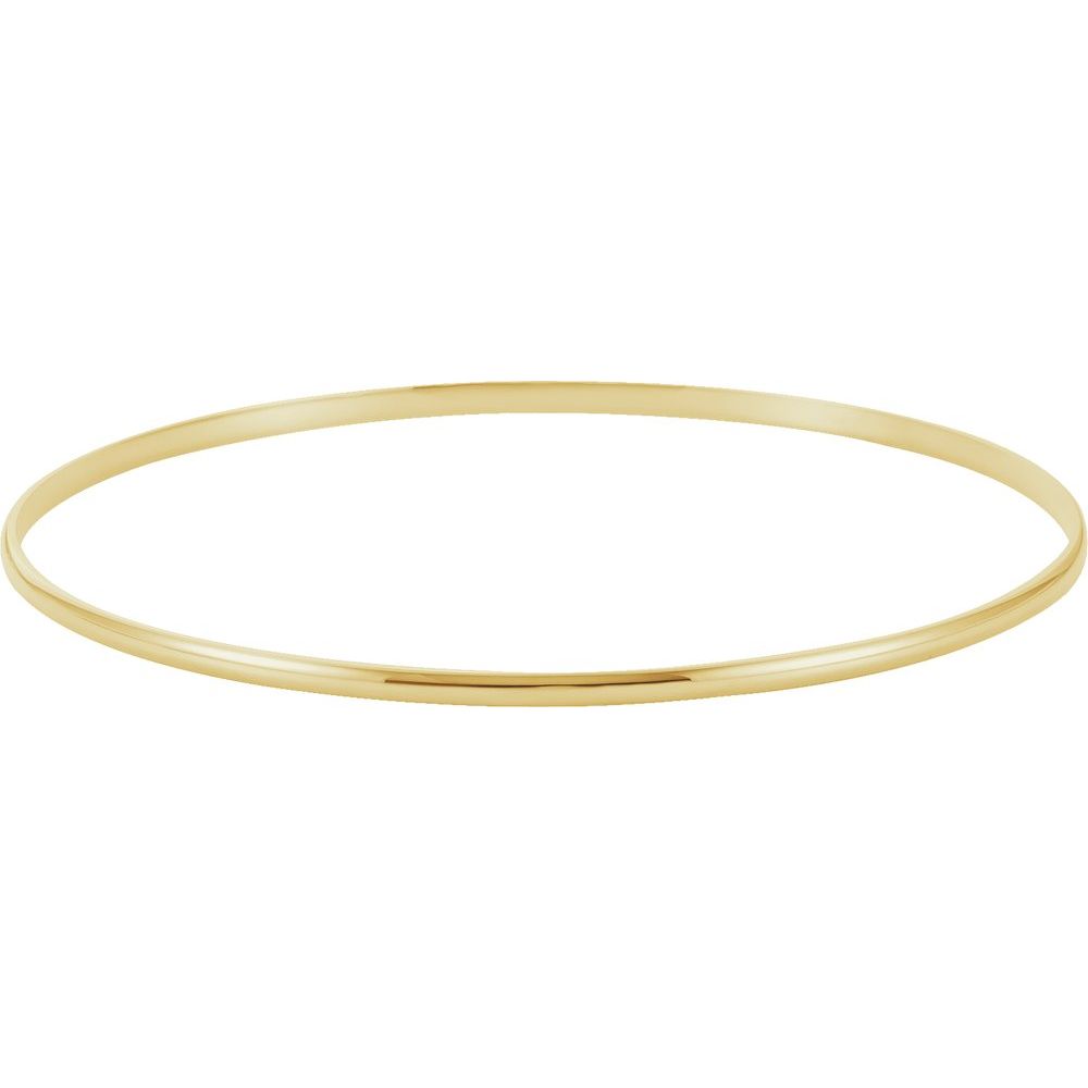 Alternate view of the 2mm 14k Yellow Gold Solid Half Round Bangle Bracelet, 7.5 Inch by The Black Bow Jewelry Co.